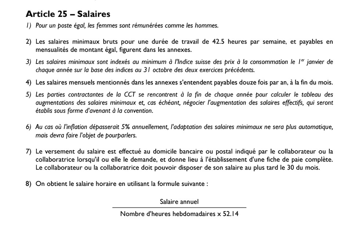 Article 25 – Salaires