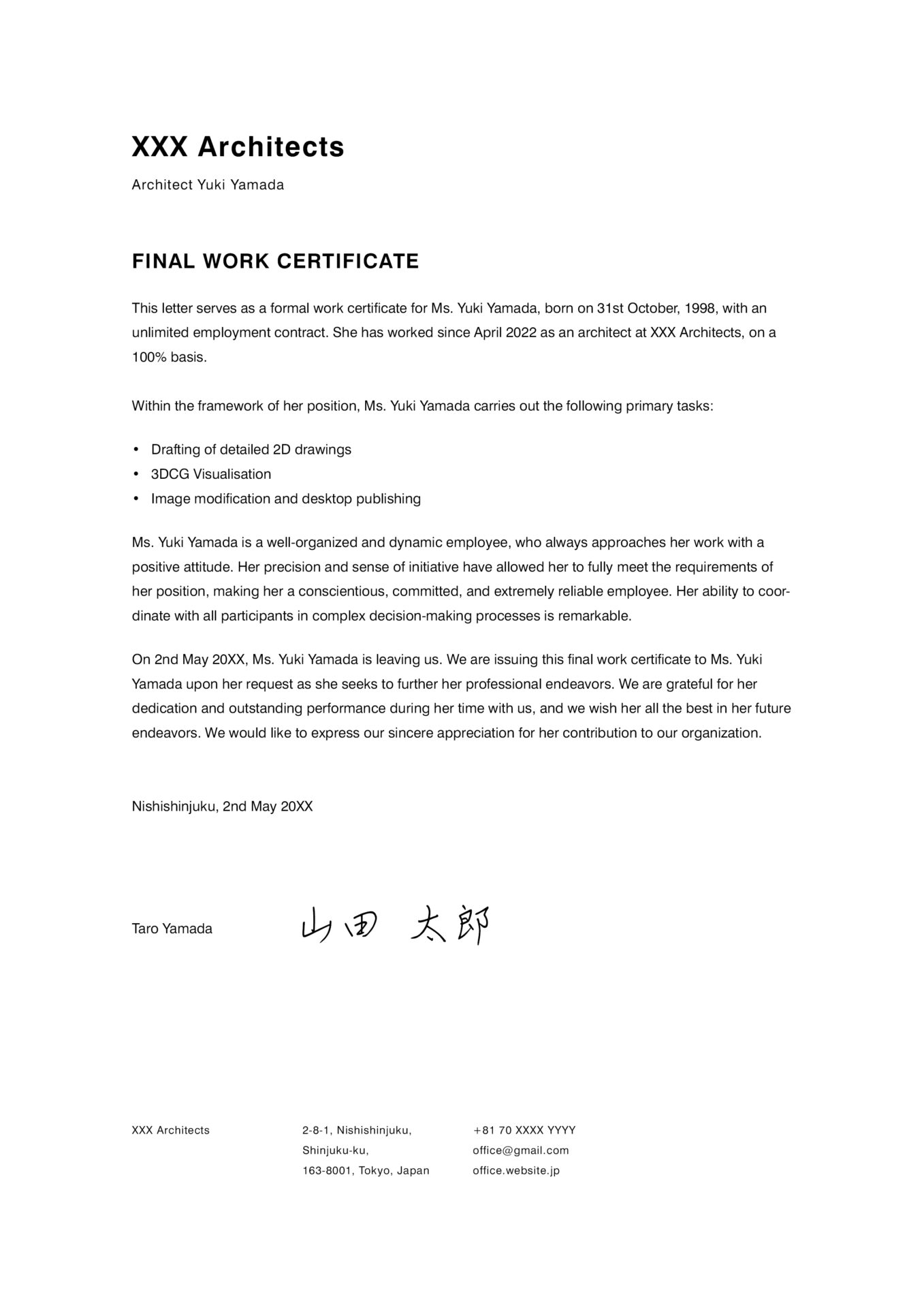 Final work certificate