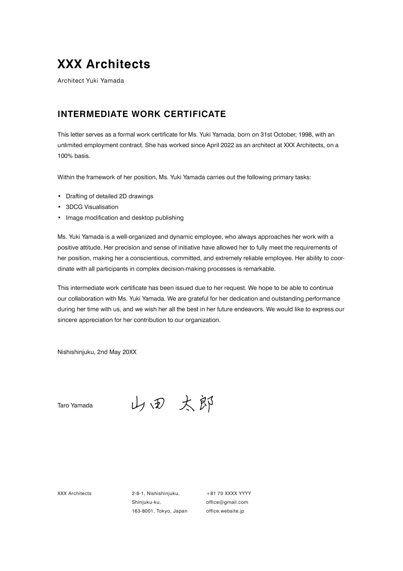 Intermediate work certificate