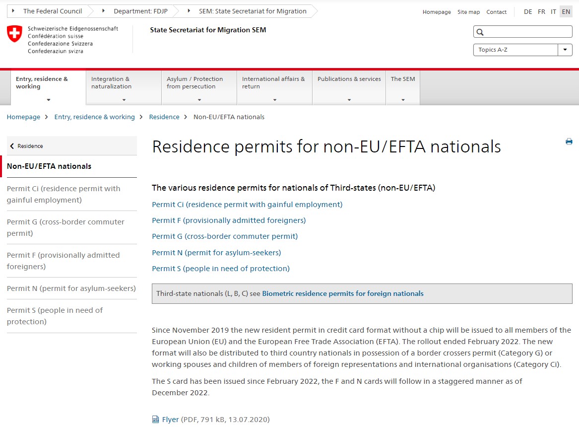 Residence permits for non-EU+EFTA nationals